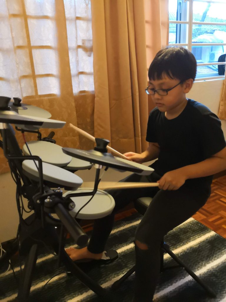 homeschool drum lesson autism kid